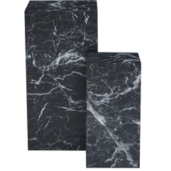 Adele - Sæt af sideborde/piedestaler i sort marmorprint