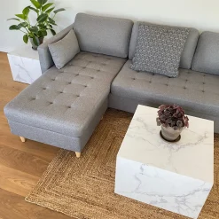 Adele - Sæt af sofaborde i hvidt marmorprint