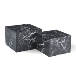 Adele - Sæt af sofaborde i sort marmor look