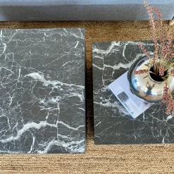 Adele - Sæt af sofaborde i sort marmor look