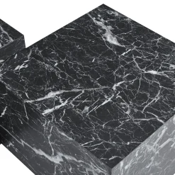 Adele - Sæt af sofaborde i sort marmor look