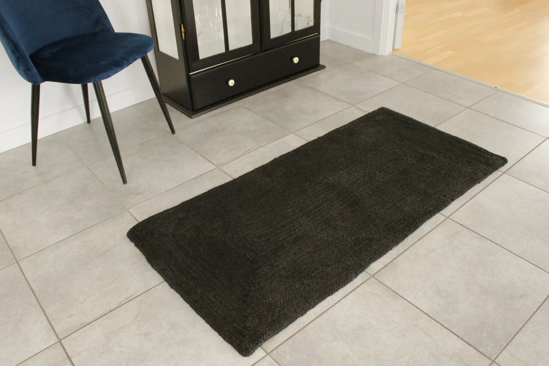 Alex tæppe - Sort jute 90x60