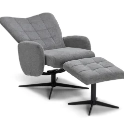 Alfred lænestol med vippefunktion og fodskammel i grå