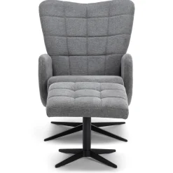 Alfred lænestol med vippefunktion og fodskammel i grå