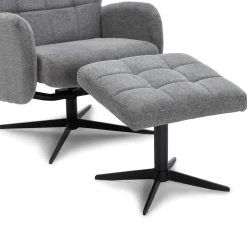 Alfred lænestol med vippefunktion og fodskammel i grå