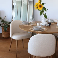 Alicia spisebordsstol - Hvidt boucle stof