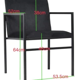 Allie spisebordsstol - Sort velour med armlæn