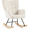 Allison gyngestol med armlæn - hvidt plys/imiteret lammeskind