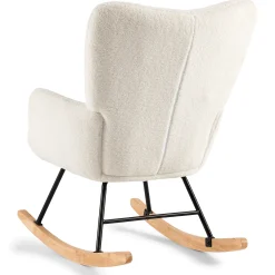 Allison gyngestol med armlæn - hvidt plys/imiteret lammeskind