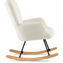 Allison gyngestol med armlæn - hvidt plys/imiteret lammeskind