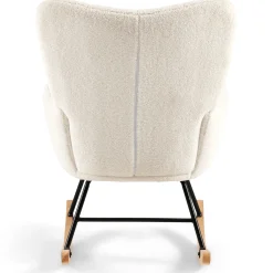 Allison gyngestol med armlæn - hvidt plys/imiteret lammeskind