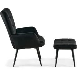 Allison Lænestol med Skammel - sort velour