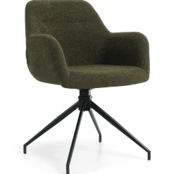 Amanda Spisebordsstol - Grøn Boucle Med Drejefunktion 360 Grader