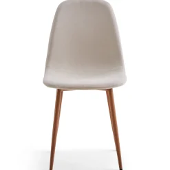 Anna spisebordsstol - beige tekstil med egelook