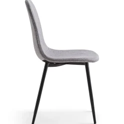 Anna spisebordsstol - Grå tekstil med sorte ben