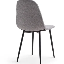 Anna spisebordsstol - Grå tekstil med sorte ben