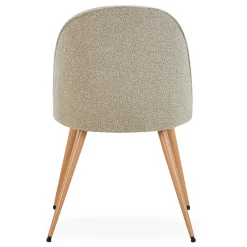 Annika spisebordsstol - Beige boucle stof med ben i egetræslook