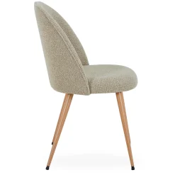 Annika spisebordsstol - Beige boucle stof med ben i egetræslook
