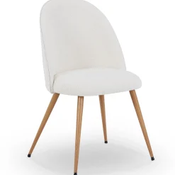 Annika spisebordsstol - Hvidt boucle stof med ben i egetræslook