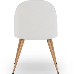 Annika spisebordsstol - Hvidt boucle stof med ben i egetræslook