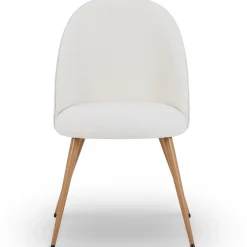 Annika spisebordsstol - Hvidt boucle stof med ben i egetræslook