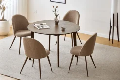 Annika spisebordsstol - sand tekstil med røget egelook