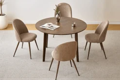 Annika spisebordsstol - sand tekstil med røget egelook