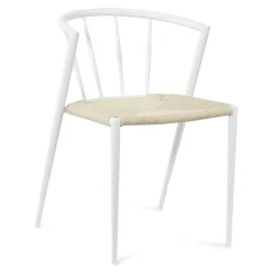 Bella spisebordsstol - Hvid med fletsæde