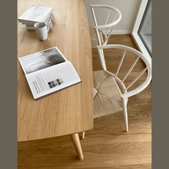 Bella spisebordsstol - Hvid med fletsæde