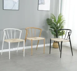 Bella spisebordsstol - Hvid med fletsæde