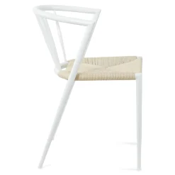 Bella spisebordsstol - Hvid med fletsæde