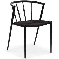 Bella spisebordsstol - Sort/sort med fletsæde