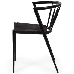 Bella spisebordsstol - Sort/sort med fletsæde