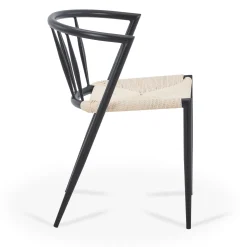 Bella spisebordsstol - Sort med fletsæde