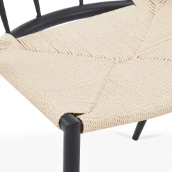 Bella spisebordsstol - Sort med fletsæde