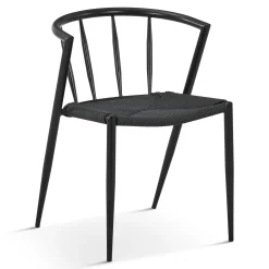 Bella spisebordsstol - Sort/sort med fletsæde