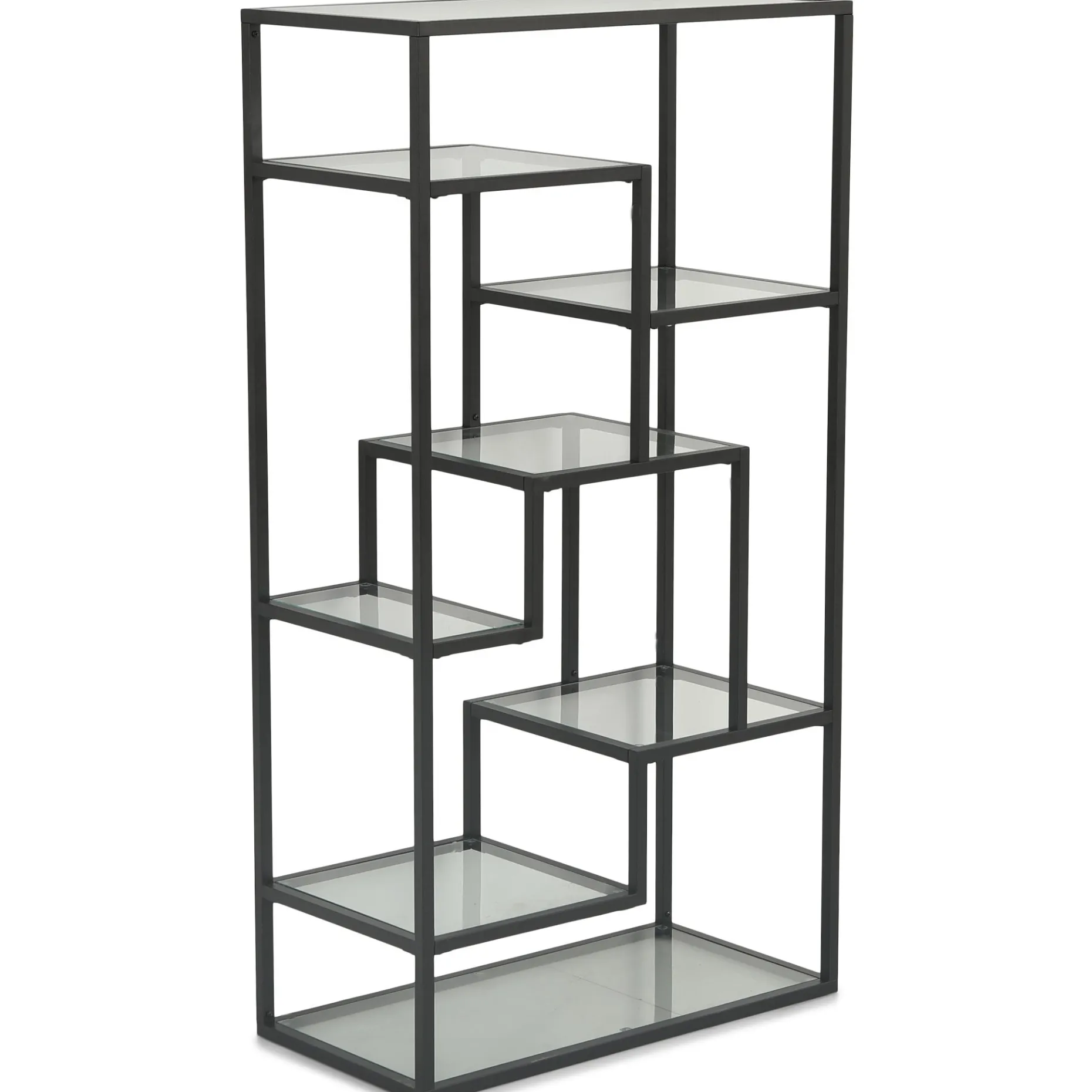 Bianca sort bogreol med glashylder 80x40x150