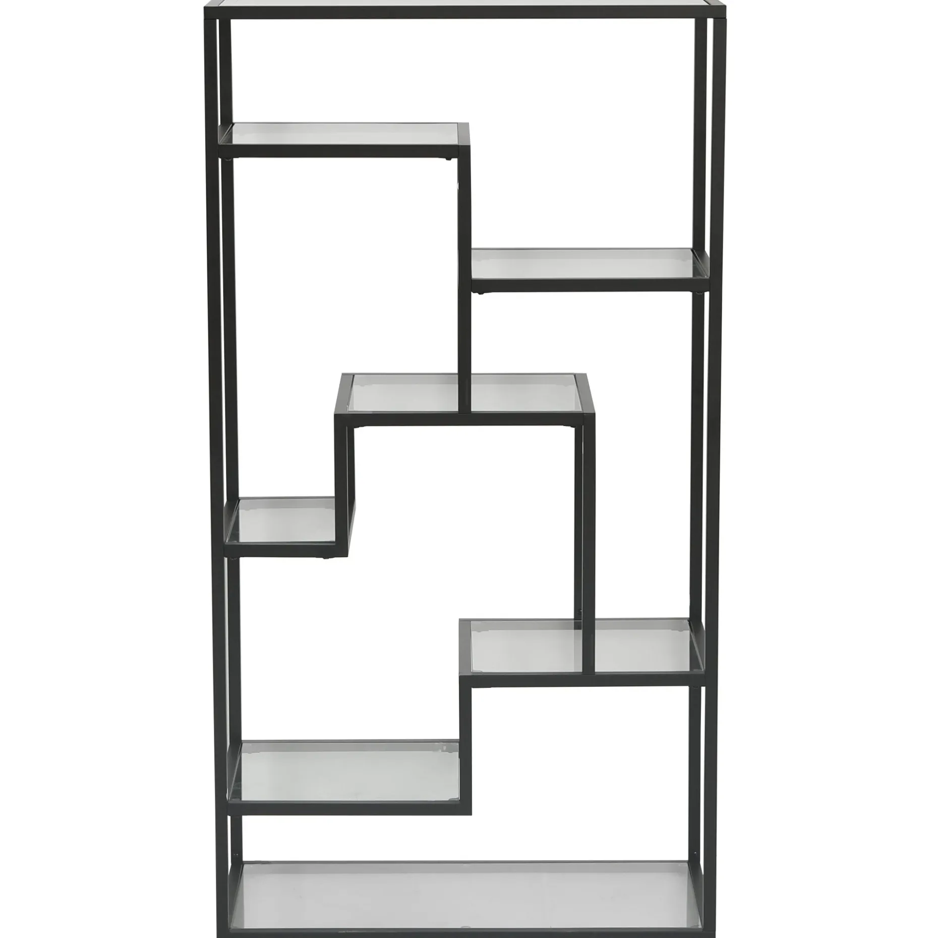 Bianca sort bogreol med glashylder 80x40x150