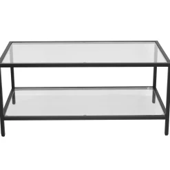 Bianca sort sofabord metalstel og glas - 100x50x40 cm