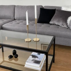 Bianca sort sofabord metalstel og glas - 100x50x40 cm