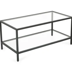 Bianca sort sofabord metalstel og glas - 100x50x40 cm