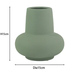 Birka keramik vase støvet grøn 15 cm