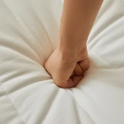 Boxmadras seng i beige 180x200 cm med 4 cm topmadras i PU-skum ekskl. ben