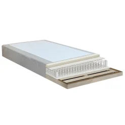 Boxmadras seng i beige 180x200 cm med 4 cm topmadras i PU-skum ekskl. ben