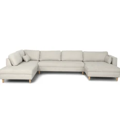Brandy - højrevendt u-sofa i beige med chaiselong -  L: 366 x D: 211 x H: 80 cm