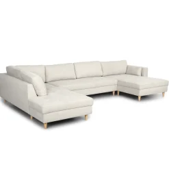 Brandy - højrevendt u-sofa i beige med chaiselong -  L: 366 x D: 211 x H: 80 cm