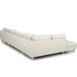 Brandy - højrevendt u-sofa i beige med chaiselong -  L: 366 x D: 211 x H: 80 cm