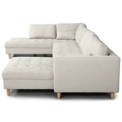 Brandy - højrevendt u-sofa i beige med chaiselong -  L: 366 x D: 211 x H: 80 cm