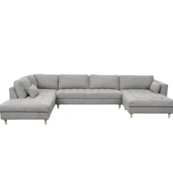 Brandy - højrevendt u-sofa i grå med chaiselong -  L: 366 x D: 211 x H: 80 cm