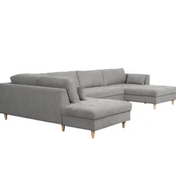 Brandy - højrevendt u-sofa i grå med chaiselong -  L: 366 x D: 211 x H: 80 cm